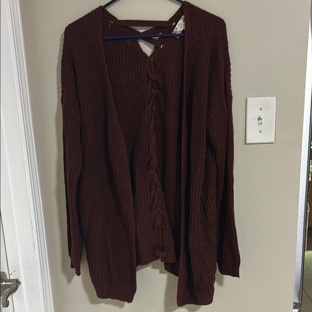 Pink Rose Maroon Cardigan